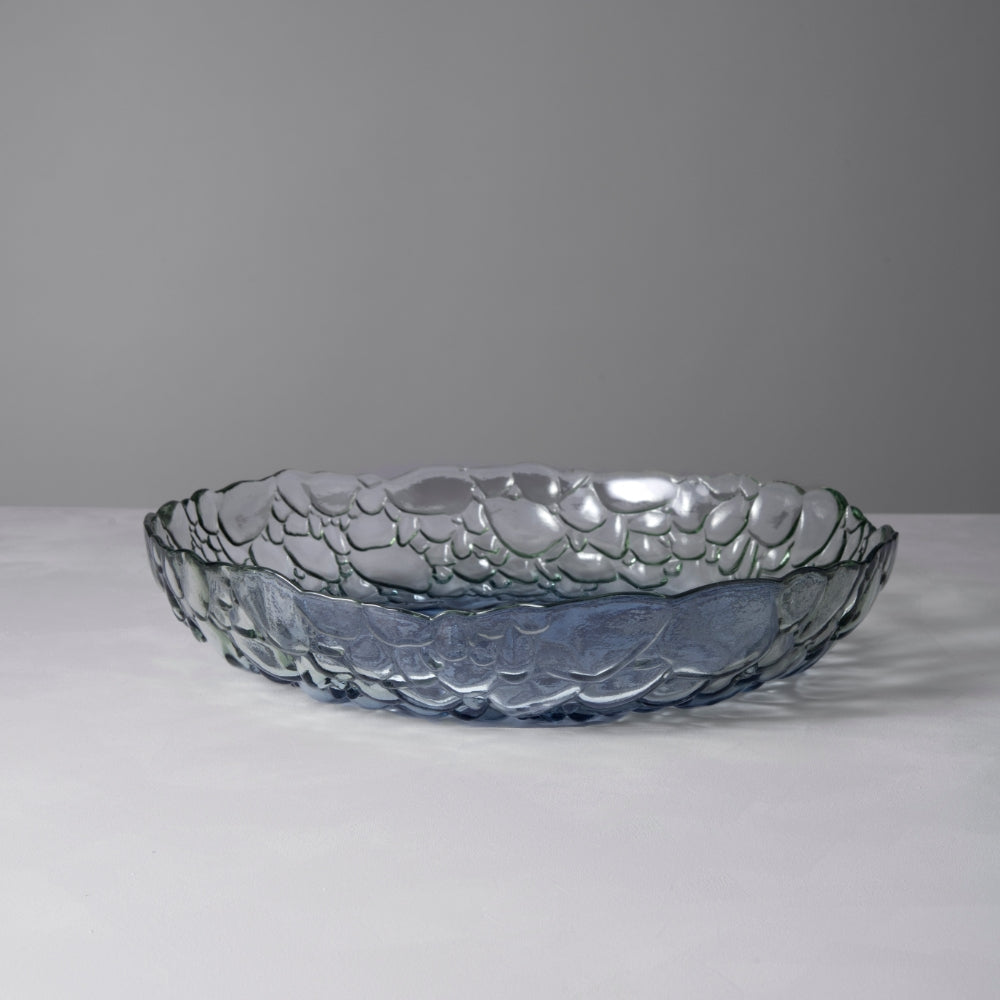 Bombolla Glass Decorative Serving Bowl, Blue (39.5cm)