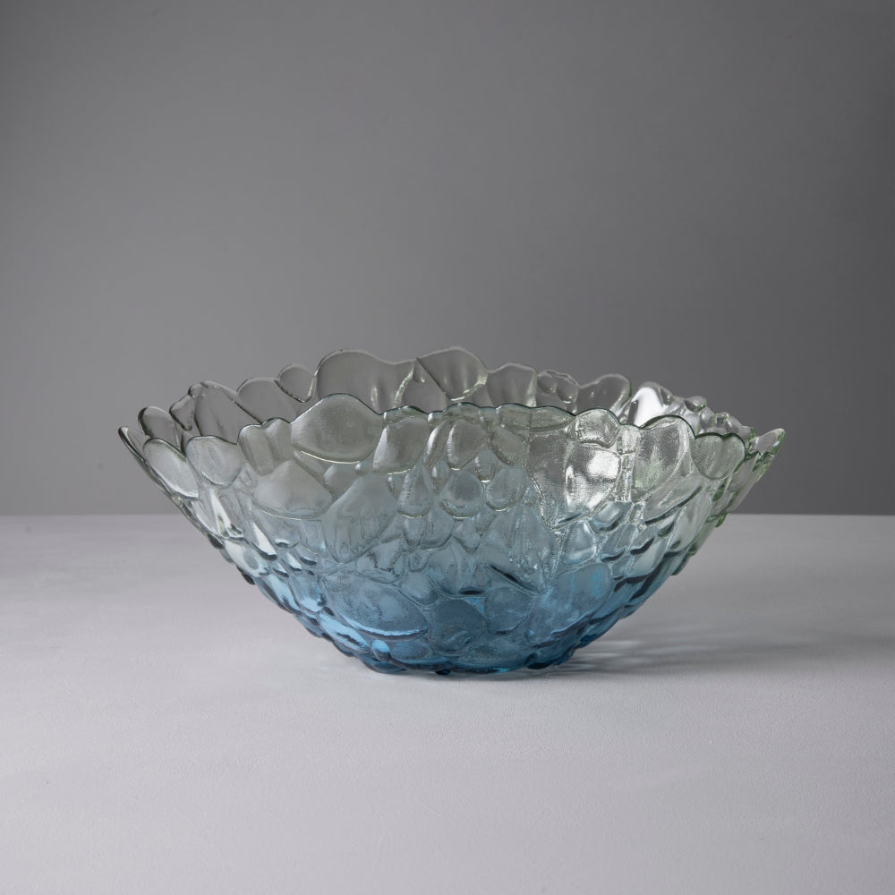 Bombolla Glass Decorative Serving Bowl, Blue (39.5cm)